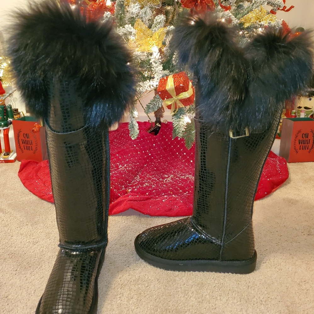 Tall fur boots